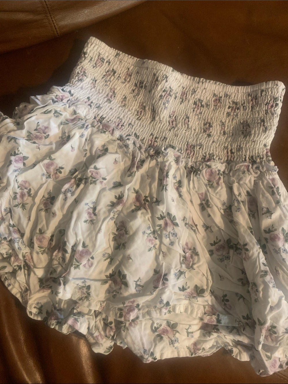 Hollister White Mini Skirt with Pink Floral Print